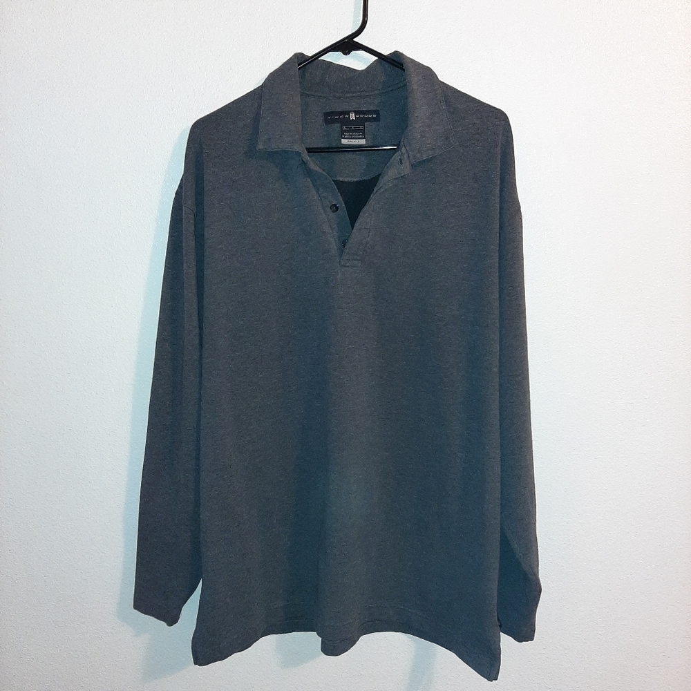 Gray Tiger Woods Dri-fit Long Sleeve Shirt Sz Lg